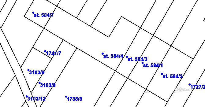 Parcela st. 584/4 v KÚ Zlechov, Katastrální mapa