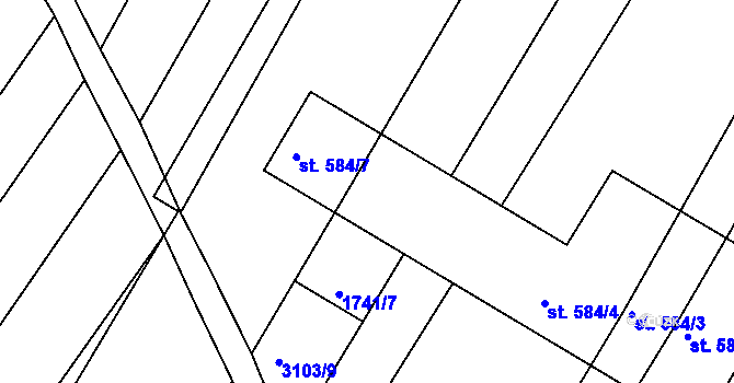 Parcela st. 584/6 v KÚ Zlechov, Katastrální mapa