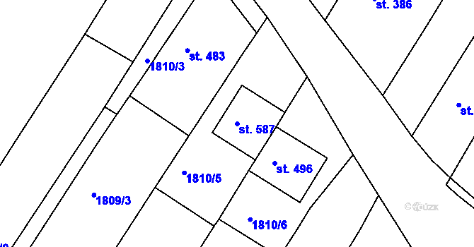 Parcela st. 587 v KÚ Zlechov, Katastrální mapa