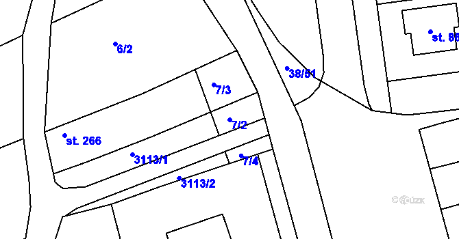 Parcela st. 7/2 v KÚ Zlechov, Katastrální mapa