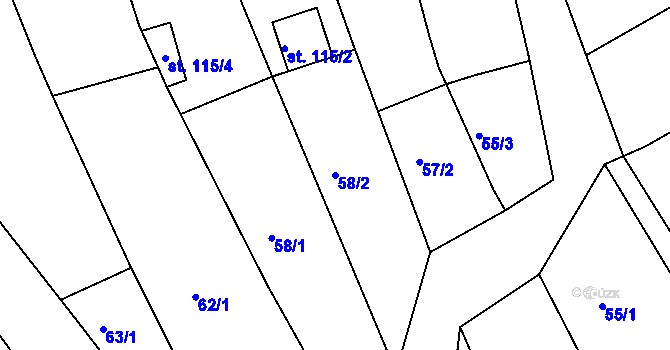 Parcela st. 58/2 v KÚ Zlechov, Katastrální mapa
