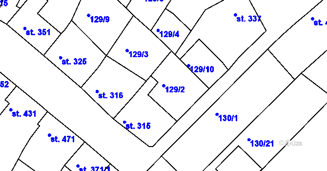 Parcela st. 129/2 v KÚ Zlechov, Katastrální mapa