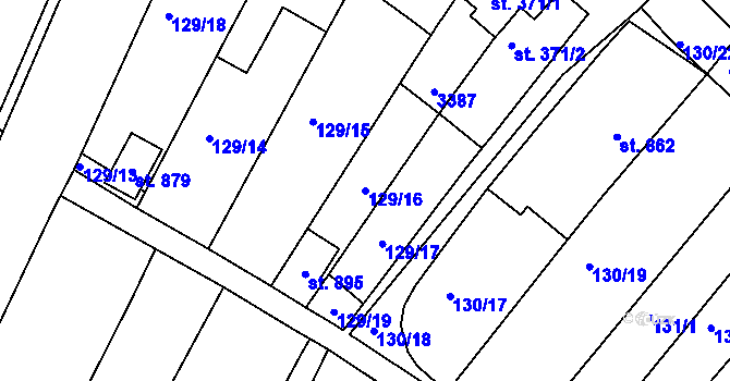 Parcela st. 129/16 v KÚ Zlechov, Katastrální mapa