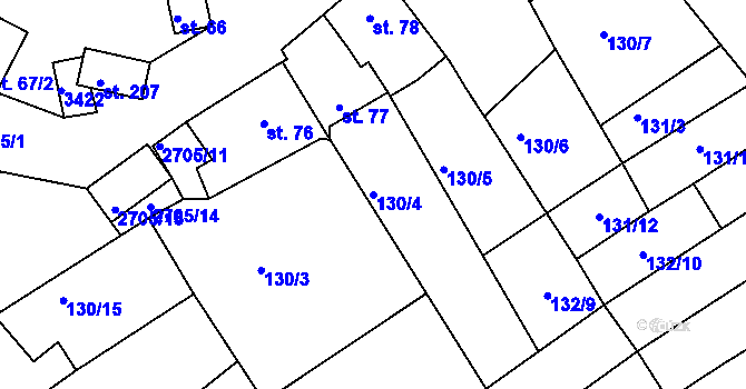 Parcela st. 130/4 v KÚ Zlechov, Katastrální mapa