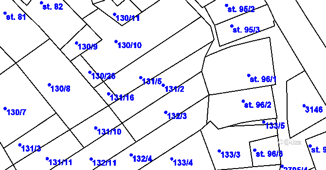 Parcela st. 131/2 v KÚ Zlechov, Katastrální mapa