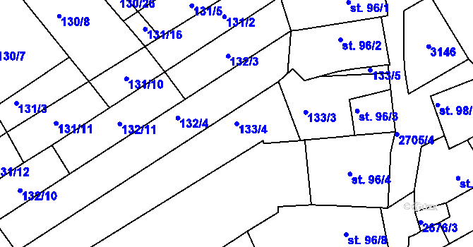 Parcela st. 133/4 v KÚ Zlechov, Katastrální mapa