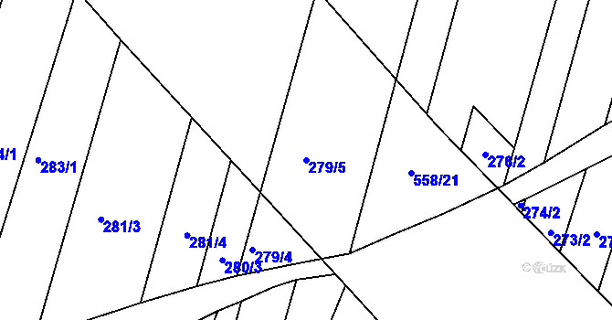 Parcela st. 279/5 v KÚ Zlechov, Katastrální mapa