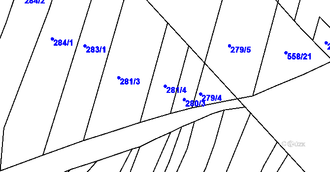 Parcela st. 281/4 v KÚ Zlechov, Katastrální mapa