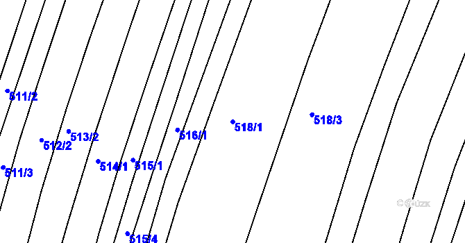 Parcela st. 518/1 v KÚ Zlechov, Katastrální mapa