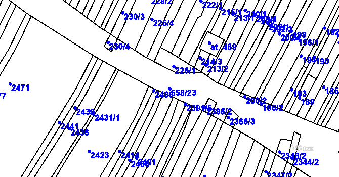 Parcela st. 558/23 v KÚ Zlechov, Katastrální mapa