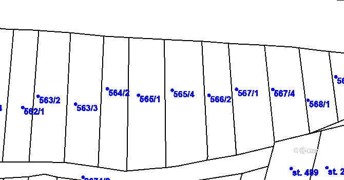 Parcela st. 565/4 v KÚ Zlechov, Katastrální mapa