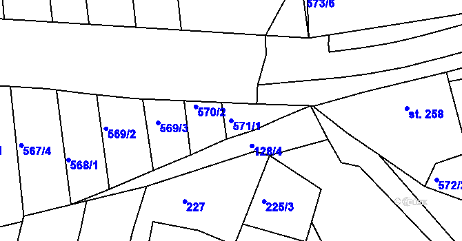 Parcela st. 571/1 v KÚ Zlechov, Katastrální mapa