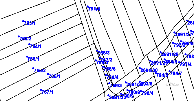 Parcela st. 766/3 v KÚ Zlechov, Katastrální mapa