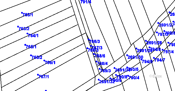 Parcela st. 767/2 v KÚ Zlechov, Katastrální mapa