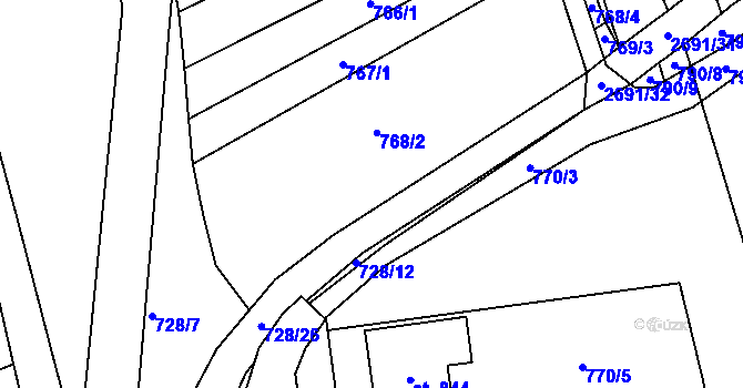 Parcela st. 769/1 v KÚ Zlechov, Katastrální mapa
