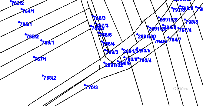 Parcela st. 769/2 v KÚ Zlechov, Katastrální mapa