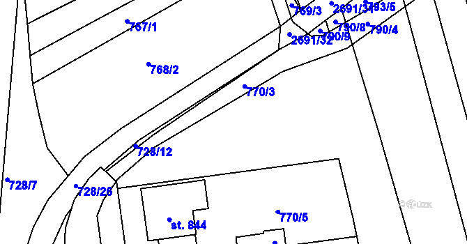 Parcela st. 770/1 v KÚ Zlechov, Katastrální mapa