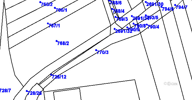 Parcela st. 770/3 v KÚ Zlechov, Katastrální mapa