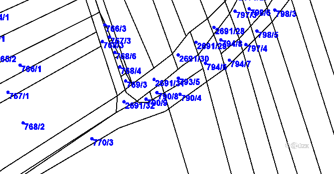 Parcela st. 790/5 v KÚ Zlechov, Katastrální mapa