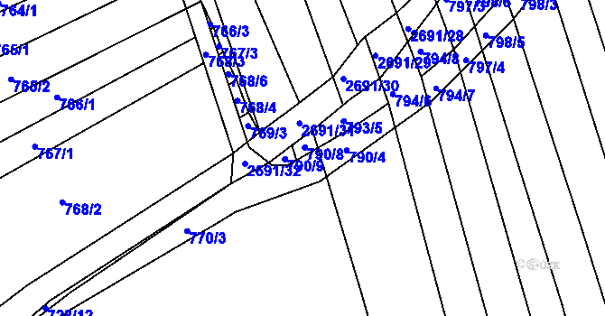 Parcela st. 790/7 v KÚ Zlechov, Katastrální mapa