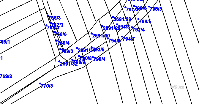 Parcela st. 793/4 v KÚ Zlechov, Katastrální mapa