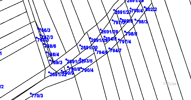 Parcela st. 794/6 v KÚ Zlechov, Katastrální mapa