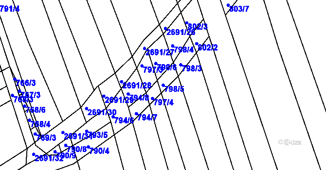 Parcela st. 798/5 v KÚ Zlechov, Katastrální mapa