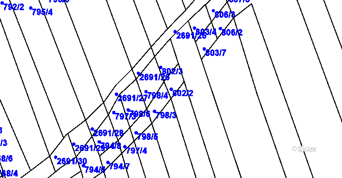 Parcela st. 802/2 v KÚ Zlechov, Katastrální mapa