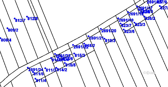 Parcela st. 818/2 v KÚ Zlechov, Katastrální mapa