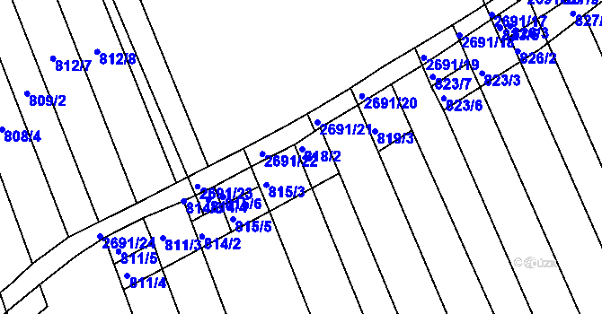 Parcela st. 818/3 v KÚ Zlechov, Katastrální mapa