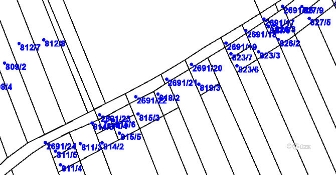 Parcela st. 818/4 v KÚ Zlechov, Katastrální mapa
