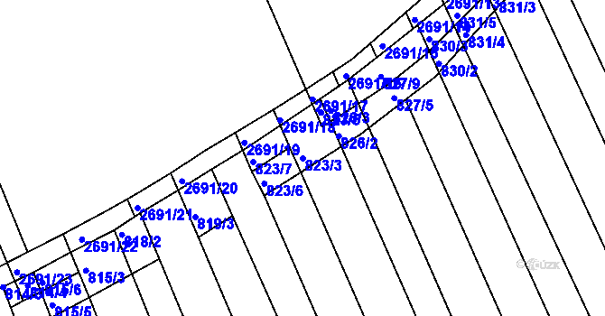 Parcela st. 823/3 v KÚ Zlechov, Katastrální mapa