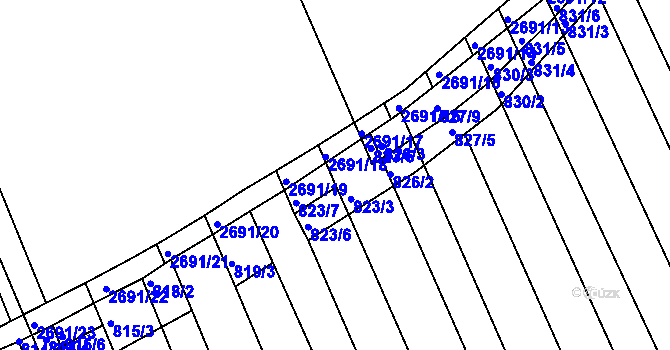 Parcela st. 823/4 v KÚ Zlechov, Katastrální mapa