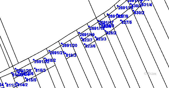 Parcela st. 823/6 v KÚ Zlechov, Katastrální mapa