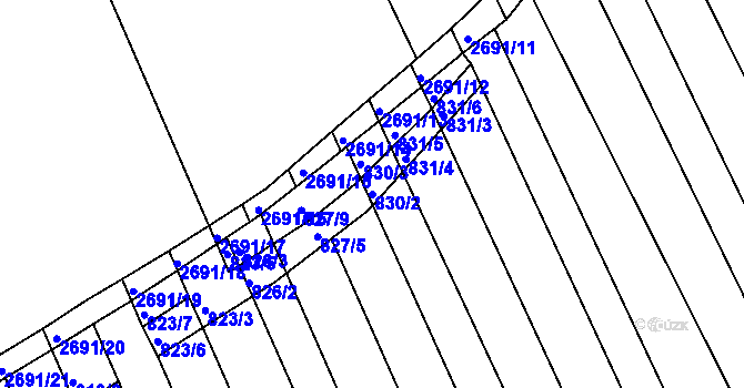 Parcela st. 830/2 v KÚ Zlechov, Katastrální mapa