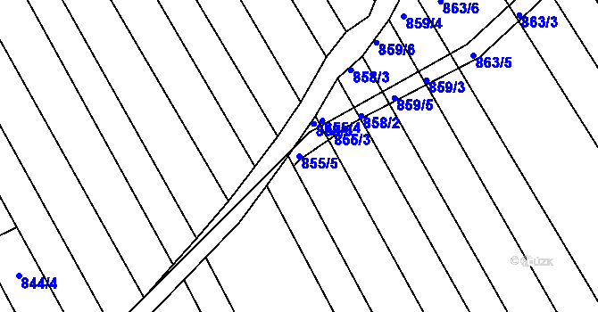 Parcela st. 855/5 v KÚ Zlechov, Katastrální mapa