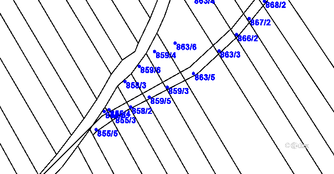Parcela st. 859/3 v KÚ Zlechov, Katastrální mapa