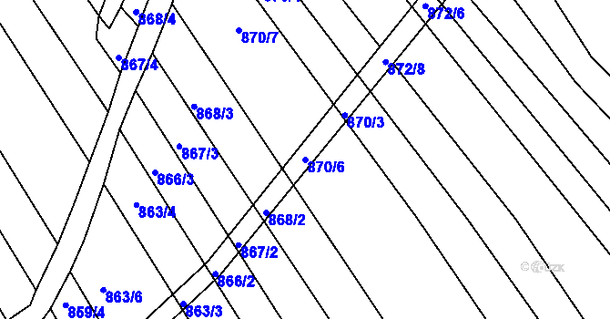 Parcela st. 870/6 v KÚ Zlechov, Katastrální mapa