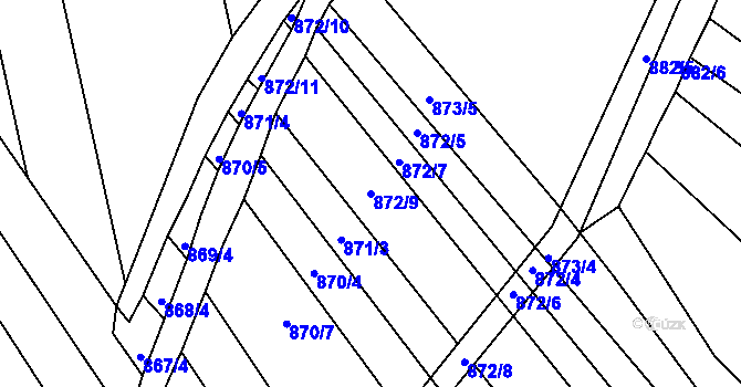 Parcela st. 872/9 v KÚ Zlechov, Katastrální mapa