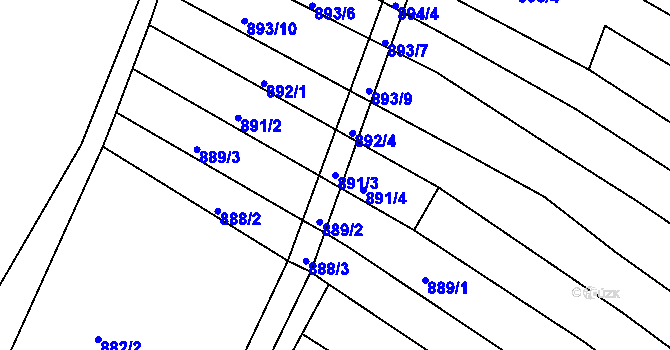 Parcela st. 891/3 v KÚ Zlechov, Katastrální mapa