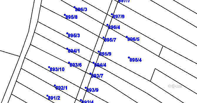 Parcela st. 895/9 v KÚ Zlechov, Katastrální mapa
