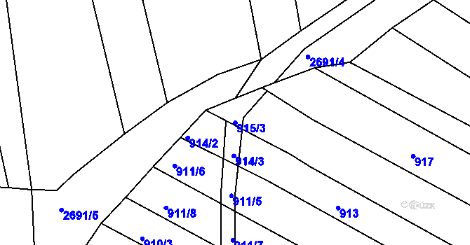 Parcela st. 915/3 v KÚ Zlechov, Katastrální mapa