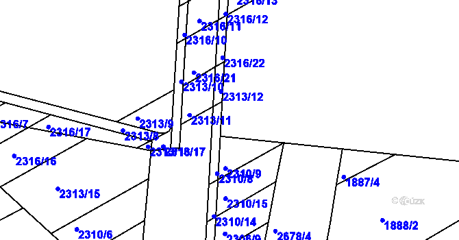 Parcela st. 2313/20 v KÚ Zlechov, Katastrální mapa