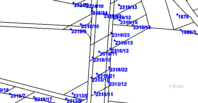 Parcela st. 2316/11 v KÚ Zlechov, Katastrální mapa