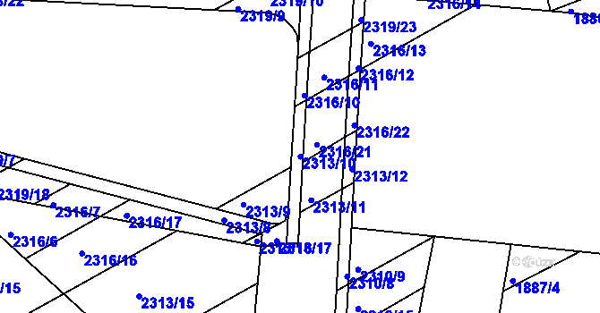 Parcela st. 2316/20 v KÚ Zlechov, Katastrální mapa