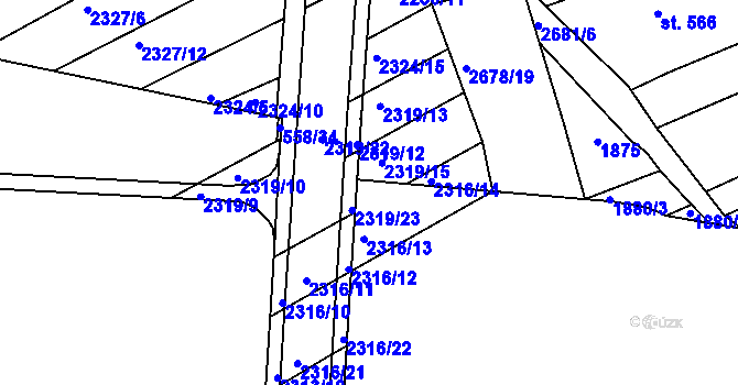 Parcela st. 2319/14 v KÚ Zlechov, Katastrální mapa