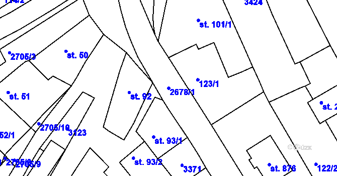 Parcela st. 2678/1 v KÚ Zlechov, Katastrální mapa