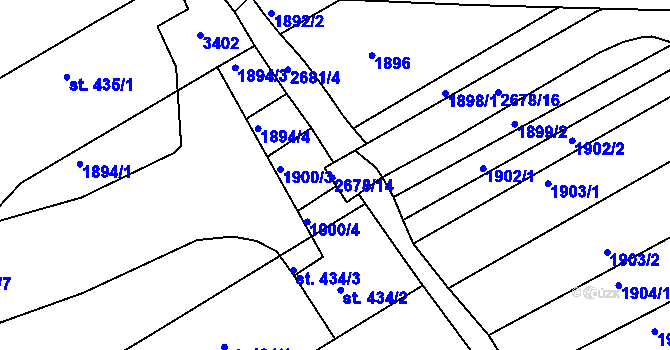 Parcela st. 2678/12 v KÚ Zlechov, Katastrální mapa