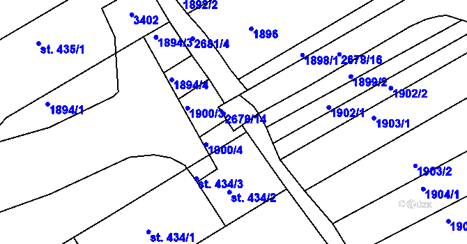 Parcela st. 2678/13 v KÚ Zlechov, Katastrální mapa