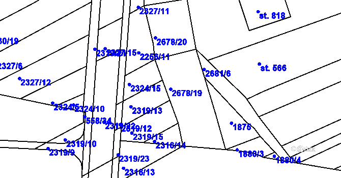 Parcela st. 2678/19 v KÚ Zlechov, Katastrální mapa